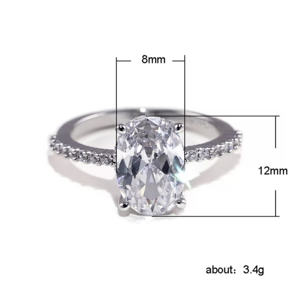 Elegant Silver Oval Cut Ring